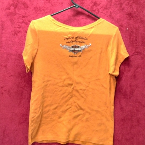 Harley Davidson Motorcycle women's size M orange T-shirt short sleeve - Picture 7 of 9